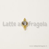 Connettore in metallo Gold Plated con strass 11x6mm