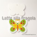 Ciondolo farfalla in legno dipinto in verde 46x40mm