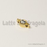 Connettore in metallo Gold Plated con strass 11x6mm