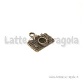 Charm macchina fotografica in metallo color bronzo 15.5x14mm