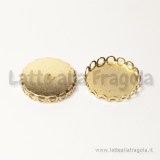 Base tonda merlettata in metallo dorato per cabochon 20mm