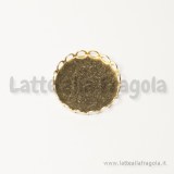 Base tonda merlettata in metallo dorato per cabochon 20mm
