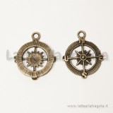 Ciondolo bussola in metallo color bronzo 30x25mm