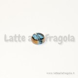 10 Perle in vetro da 8mm colore azzurro e oro anticato