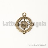 Ciondolo bussola in metallo color bronzo 30x25mm
