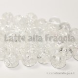 12 perle cracklé in vetro trasparente 10mm