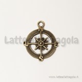 Ciondolo bussola in metallo color bronzo 30x25mm