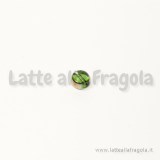 10 Perle in vetro 5x3mm colore verde e oro anticato