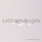 Coppia di Perni a base piatta 6mm Silver Plated con farfalline in silicone trasparente