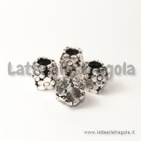 Spaziatore foro largo bouquet di fiori in metallo argento antico 10x10mm