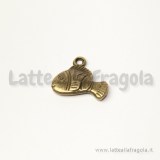 Charm Pesciolino double-face in metallo color bronzo 17x14mm