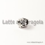 Spaziatore foro largo bouquet di fiori in metallo argento antico 10x10mm