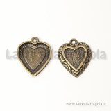 Base cabochon cuore in metallo color bronzo 20x16.7mm
