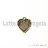 Base cabochon cuore in metallo color bronzo 20x16.7mm