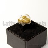 Set Cuore in vetro 21x22mm e base anello 15mm toni argentati