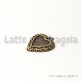 Base cabochon cuore in metallo color bronzo 20x16.7mm