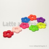 5 connettori fiore in acrilico colori fluo assortiti 20mm