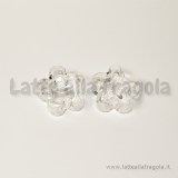 Set Fiore in vetro 21x21mm e base anello 15mm toni argentati