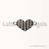 Connettore cuore in metallo argento antico 28x17mm