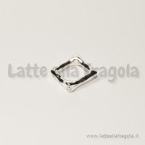 Connettore rombo con foro passante in metallo silver plated 12x12mm