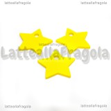 3 Ciondoli Stella in legno giallo 28x25mm