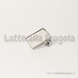 Base spilla quadrata in metallo argentato 20mm