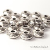 Spaziatore a disco in acrilico argentato decorazioni foglie 14x6mm