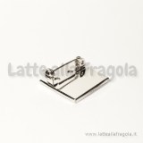 Base spilla quadrata in metallo argentato 20mm