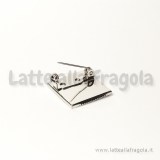 Base spilla quadrata in metallo argentato 20mm