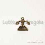 Charm telefono vintage in metallo color bronzo 16x15mm