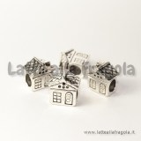 Casetta foro largo in metallo argento antico 12x11mm Foro: 4.5mm