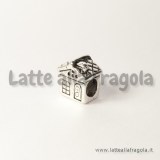 Casetta foro largo in metallo argento antico 12x11mm Foro: 4.5mm