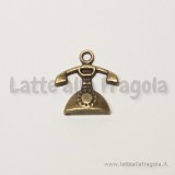 Charm telefono vintage in metallo color bronzo 16x15mm