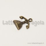 Charm telefono vintage in metallo color bronzo 16x15mm