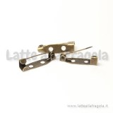 5 Basi spilletta in metallo color bronzo 20x5mm