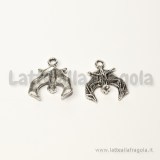 Charm pipistrello in metallo argento antico 18x16mm