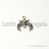 Charm pipistrello in metallo argento antico 18x16mm