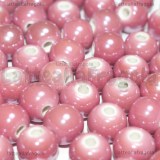 5 Perle in Ceramica Rosa 8mm