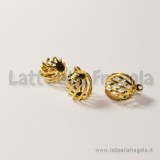 Ciondolo perla apribile a spirale in metallo Gold Plated 14x10mm