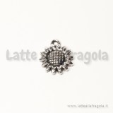 Charm girasole in acrilico argento antico 19x16mm