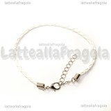 Bracciale in cordino similpelle intrecciato bianco 3mm