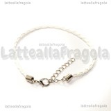 Bracciale in cordino similpelle intrecciato bianco 3mm