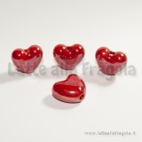 Cuore in ceramica rosso effetto perlato 21x19mm
