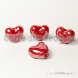 Cuore in ceramica rosso effetto perlato 21x19mm