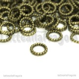 10 Anelli chiusi in metallo decorato color bronzo 10mm