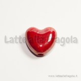 Cuore in ceramica rosso effetto perlato 21x19mm
