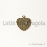 Base cammeo cuore in metallo color bronzo 22x23mm