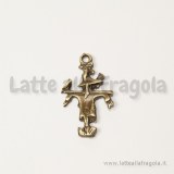 Charm double-face spaventapasseri in metallo color bronzo 19x16mm