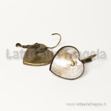 Coppia Monachelle color bronzo con piattello a cuore 20mm