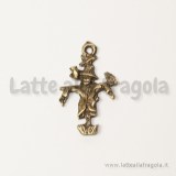 Charm double-face spaventapasseri in metallo color bronzo 19x16mm